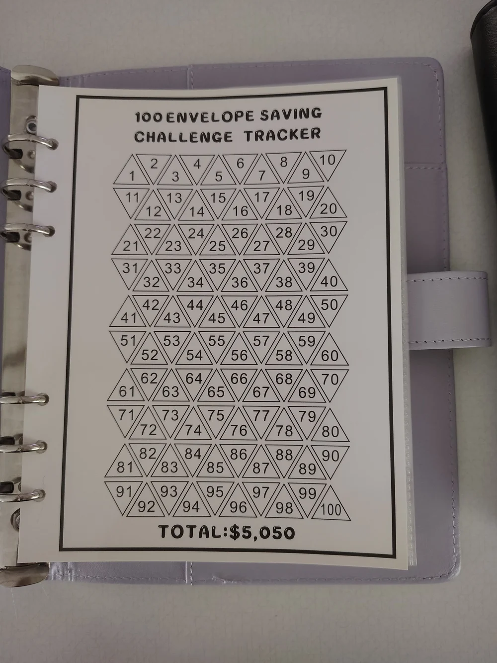 Set Of 3 100 Envelope Savings Challenge Organizer - White Lavender Black